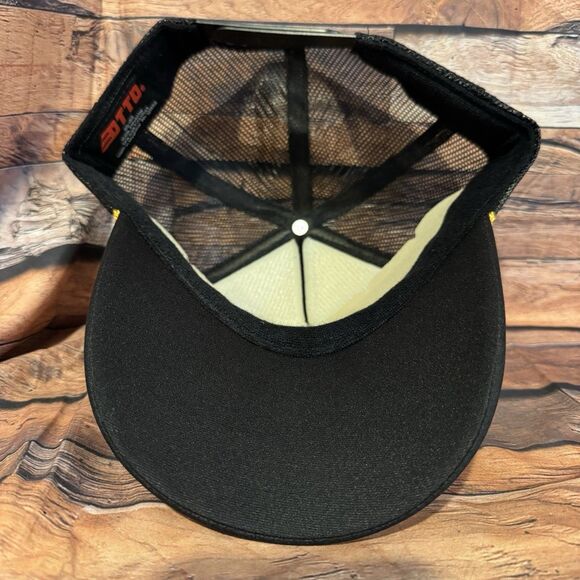 VACAY Trucker Hat Cap Black Yellow Mesh Captain Style Snapback Beach Vacation - Picture 6 of 7